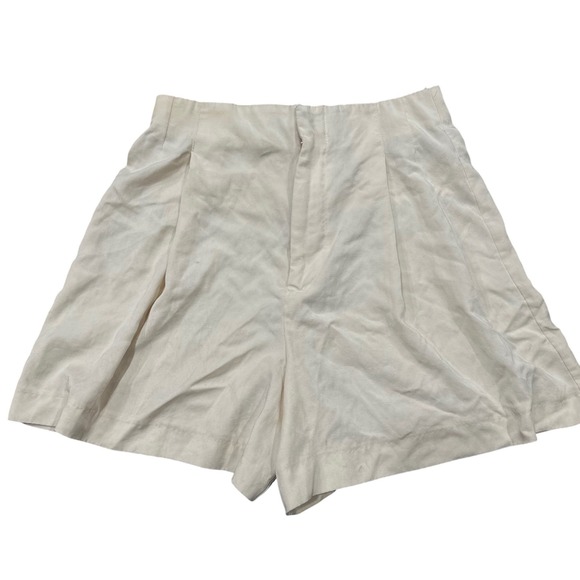 Zara Pants - ZARA High Waisted Pleated Preppy Classic Shorts Cream Beige Women's Size XS